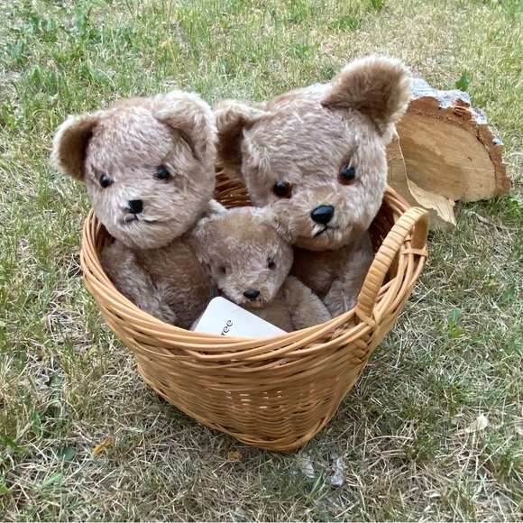 Vintage Dakin The Three Bears Teddy Bear plush set Mohair comes with basket - Picture 4 of 7